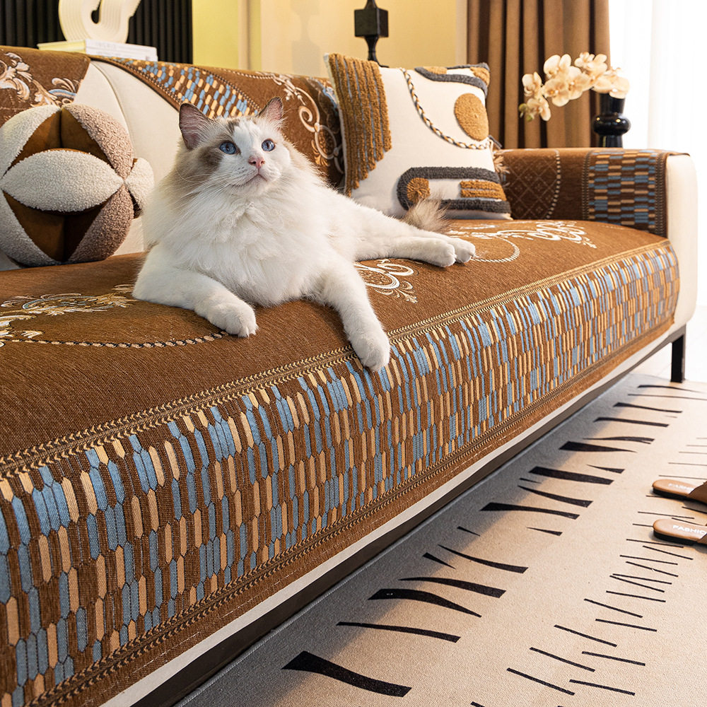 北欧简约轻奢雪尼尔提花沙发垫四季加厚防滑高档坐垫沙发套罩盖布,居家布艺,沙发套,淘宝优惠券,粉丝福利购,淘宝优惠卷