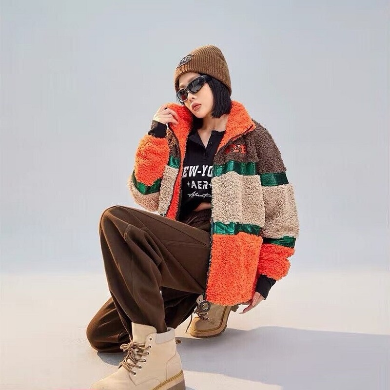 拓谷2025秋冬新款专柜女仿羊羔毛外套加厚无帽拉链开衫上衣长袖