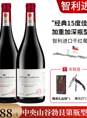 智利进口红酒葡萄酒双支装佳美娜中央山谷干红2瓶*750ml官方正品