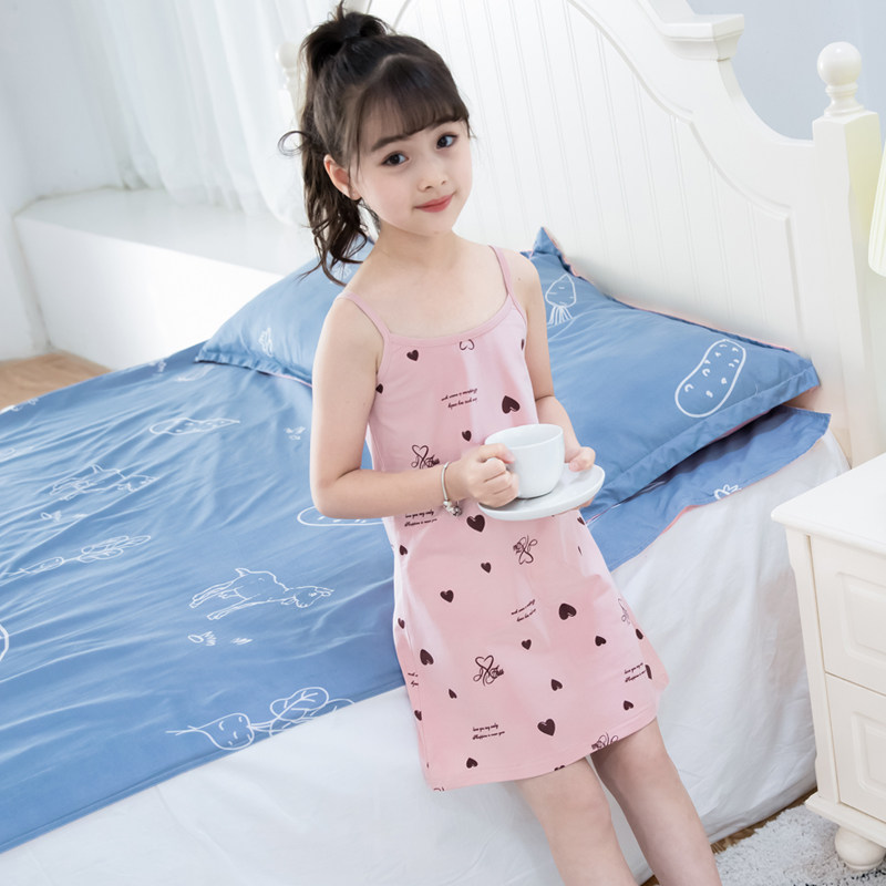 小孩子吊带睡衣女童10周岁11莫代尔12女孩13全棉14儿童睡裙15夏季