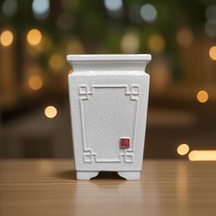 岭南陶瓷盆景盆裂纹悬崖老桩造景盆室内桌面客厅紫檀清香木兰花盆