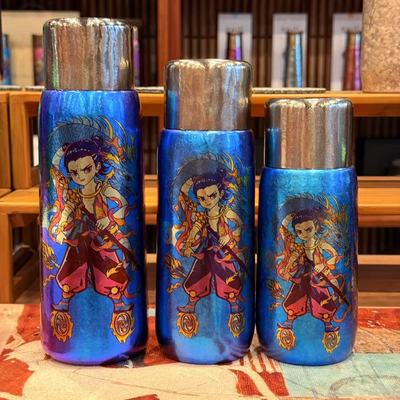 TUNE-PATTERN纯钛杯磁吸盖彩钛焕金焖茶保温杯精品定制哪吒闹海