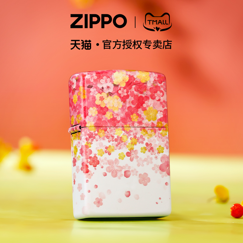 zippo打火机亮漆彩印灼灼桃夭