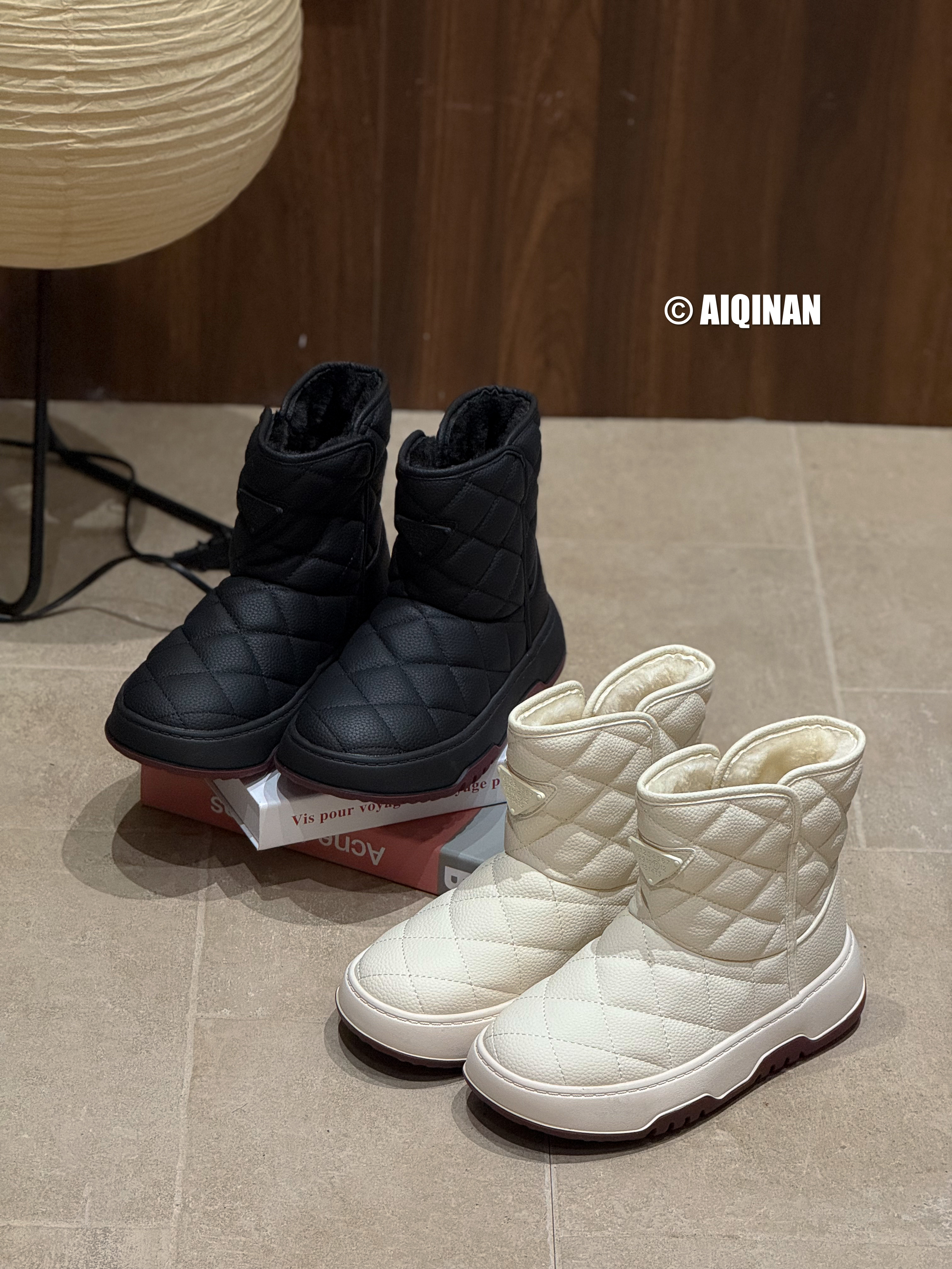 2025冬季新款真皮厚底雪地靴女鞋小短靴防滑棉靴