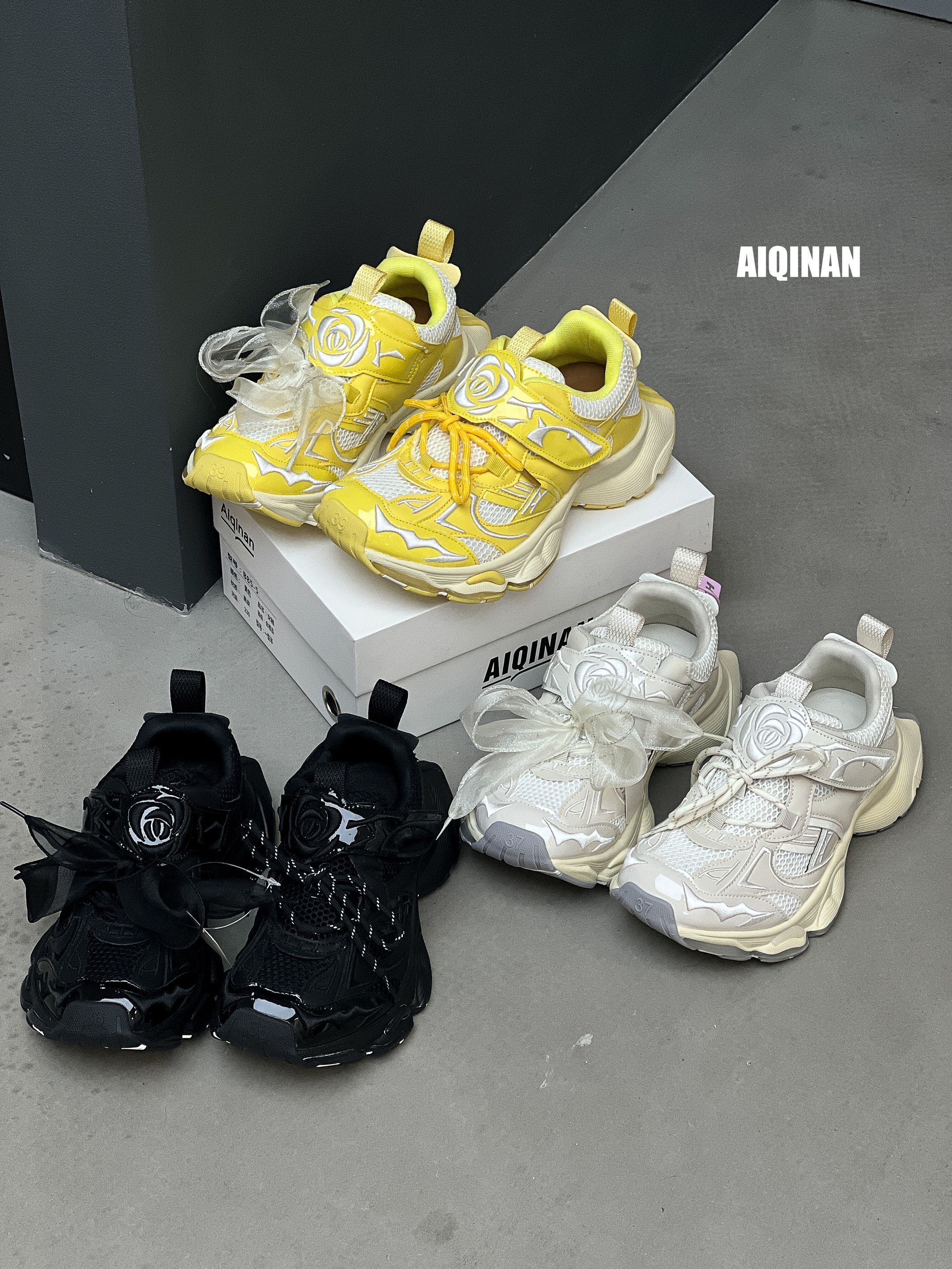 欧货厚底增高老爹鞋女2025春季新款蝴蝶结绑带潮流运动休闲鞋子