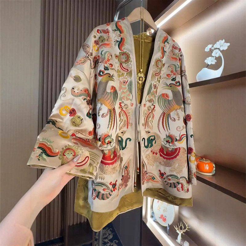 现货 气质高端新中式女国风宋锦外套女2025秋季新款唐装复古上衣,女装/女士精品,短外套,淘宝优惠券,粉丝福利购,淘宝优惠卷