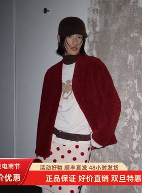 UNITY MODE 圣诞氛围感皮毛一体环保皮草外套女冬季V领开衫530051