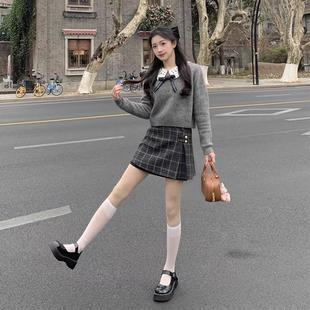 韩剧富家千金风miu系穿搭小香学院风jk制服连衣裙子套装女秋冬季