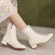 2025秋冬季 甜美蕾丝洛丽塔短靴子旗袍汉服国风少女短筒马丁靴 新款
