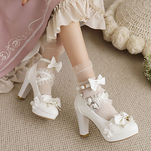 2025春秋原创小皮鞋jk鞋子配裙子高跟单鞋甜美公主鞋粗跟洛丽塔鞋