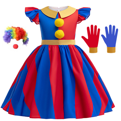 儿童连衣裙cosplay神奇数字马戏团帕姆尼万圣节表演小丑服