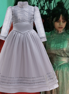 新款阴间大法师2cosplay同款灰色公主裙万圣节女童角色装扮服