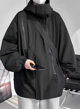 FOG EMMA美式工装连帽冲锋衣外套男女春秋潮牌多口袋夹克宽松上衣