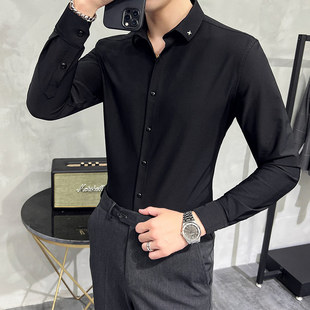 155瘦小个子XS码 韩版 纯色休闲商务长袖 寸衣男士 青年修身 衬衫 秋季