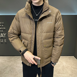 冬季新款潮流立领羽绒服XS码矮小个子男士短款加厚保暖白鸭绒外套