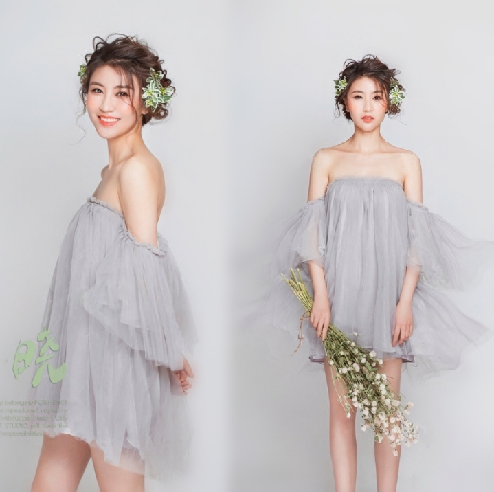 新款影楼个人写真艺术照主题摄影服装唯美日系小清新风格拍照纱裙