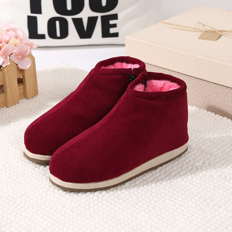 冬季传统纯手工棉鞋女士加绒加厚软底防滑保暖妈妈中老年人布棉鞋