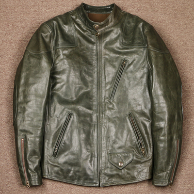 常规款做旧休闲全植鞣长袖修身型