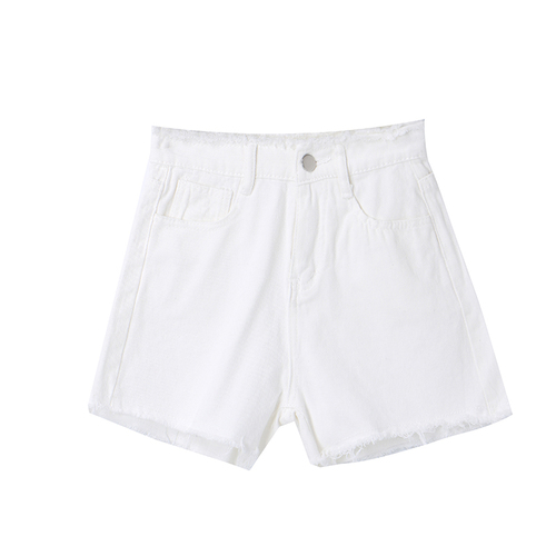 Korean version of high waist, thin and versatile, woolen denim shorts, women's  spring and summer new wide leg hot pants