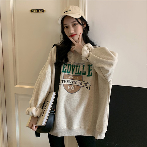 Official figure autumn Korean large size sweater women's Japanese and Korean letter printing loose printing