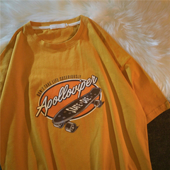 實拍圖平鋪圖原宿風短袖T恤女寬鬆印花字母65/35拉架棉