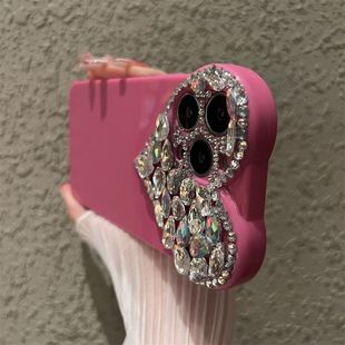 新款 水钻爱心适用15苹果16promax手机壳奢华iphone17全包14镜头13镶钻11软12气质xsmax透明网红潮xr套纯色