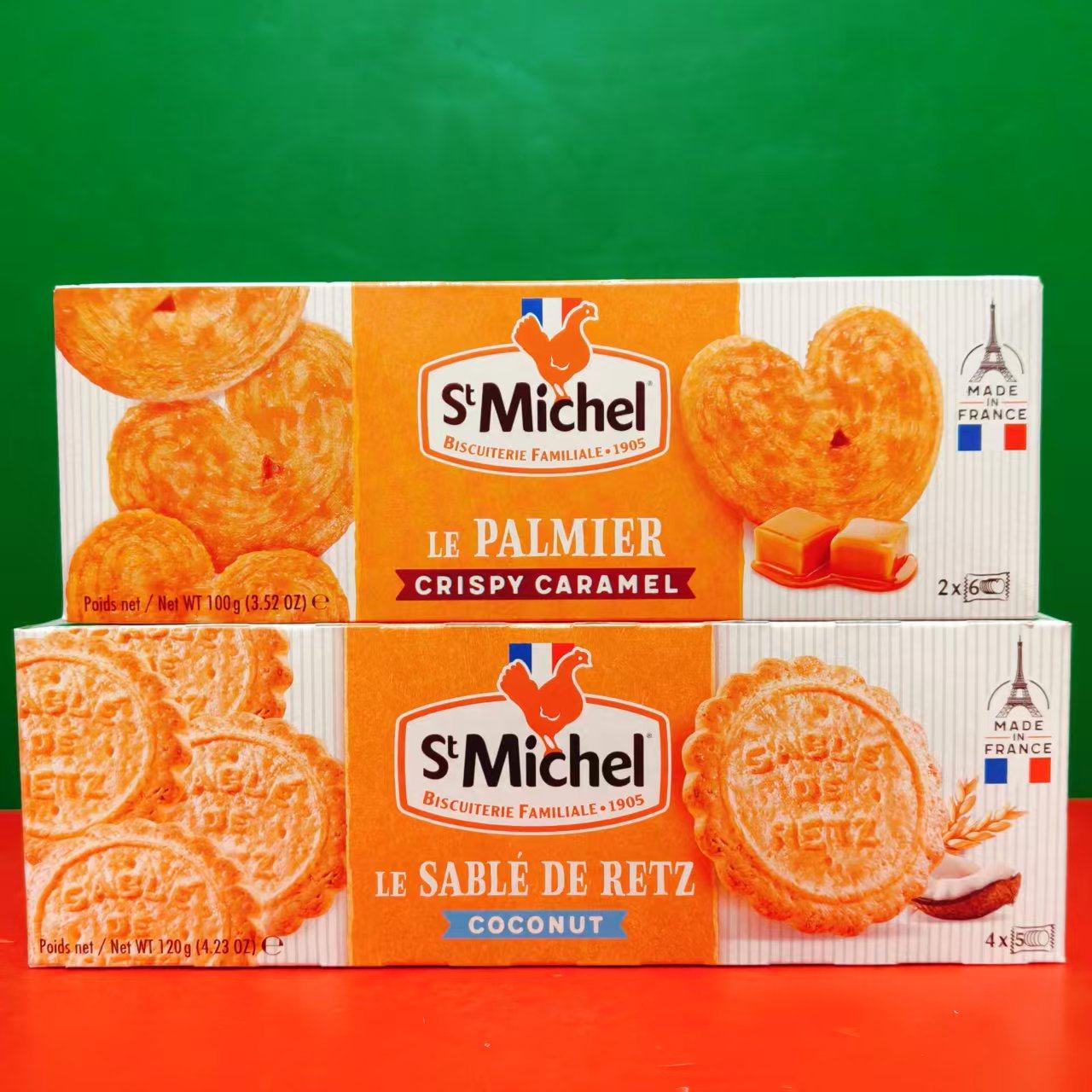 临期特价 法国进口圣米希尔椰香曲奇饼干焦糖黄油蝴蝶酥100g盒装