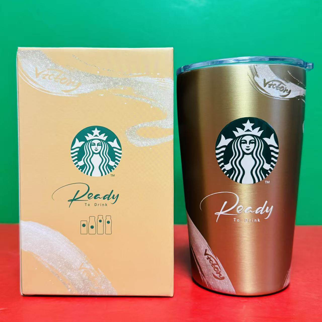 随享马到成功不锈钢杯(金色款)450ml 咖啡杯车载桌面保温杯直饮杯