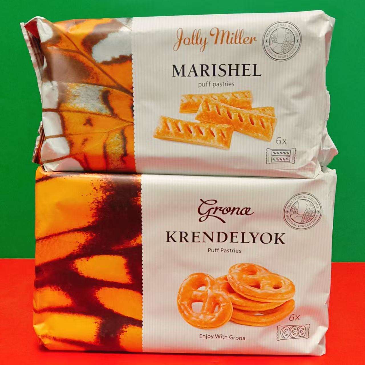 临期特价 乌克兰进口格兰娜心形焦糖味饼干千层酥饼210g袋装零食