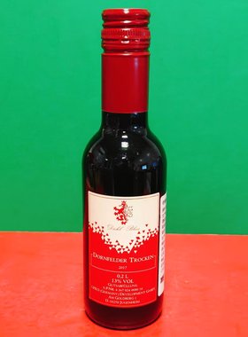 德国进口DIEHL BLEES帝博利13%vol迷你丹菲特干红葡萄酒200ml瓶装