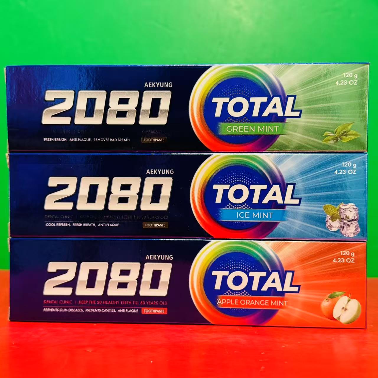 临期特价 韩国进口苹果橙绿薄荷香冰薄荷香经典牙膏120g盒装牙膏