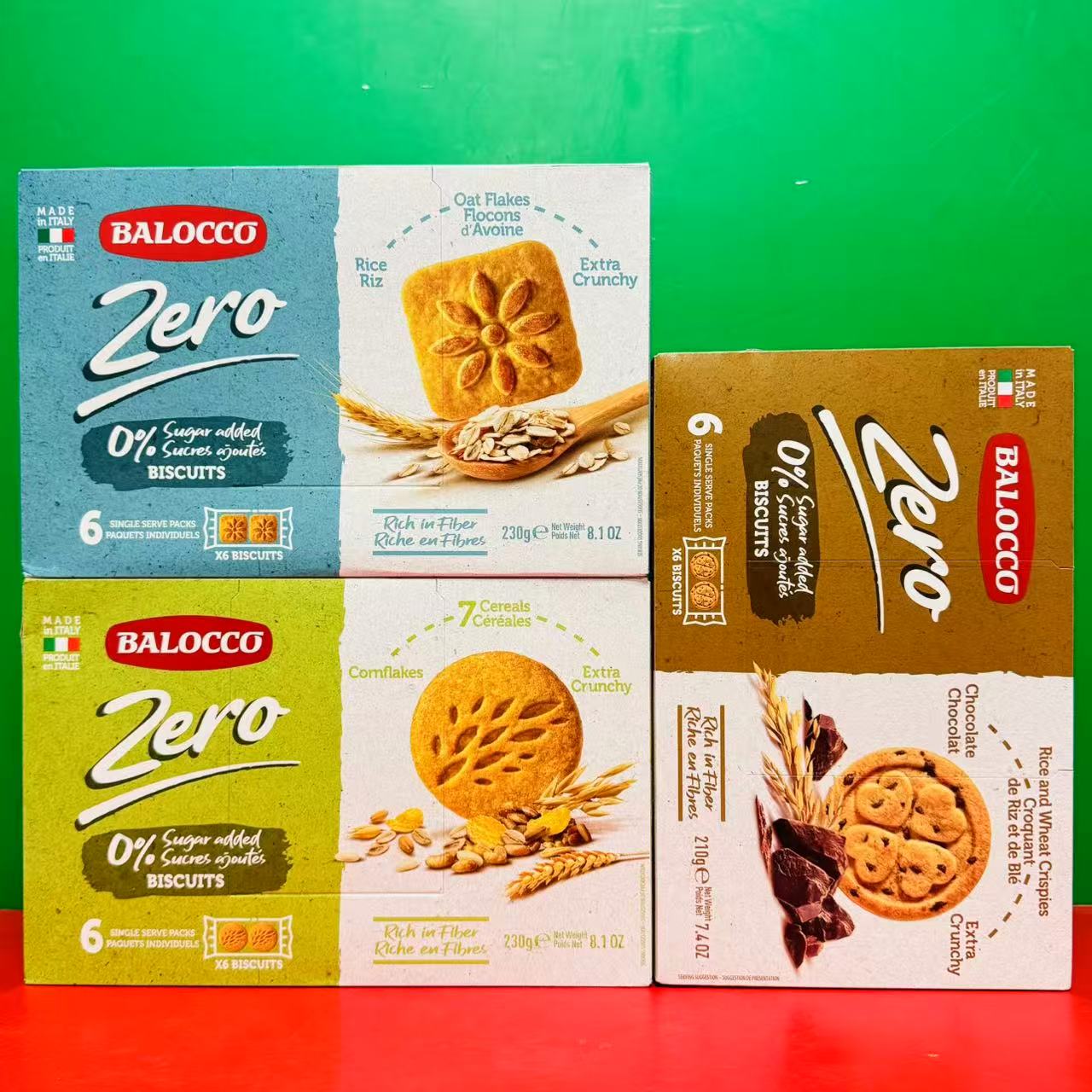临期特价意大利进口百乐可巧克力碎谷物纤维饼干210g盒装零食点心