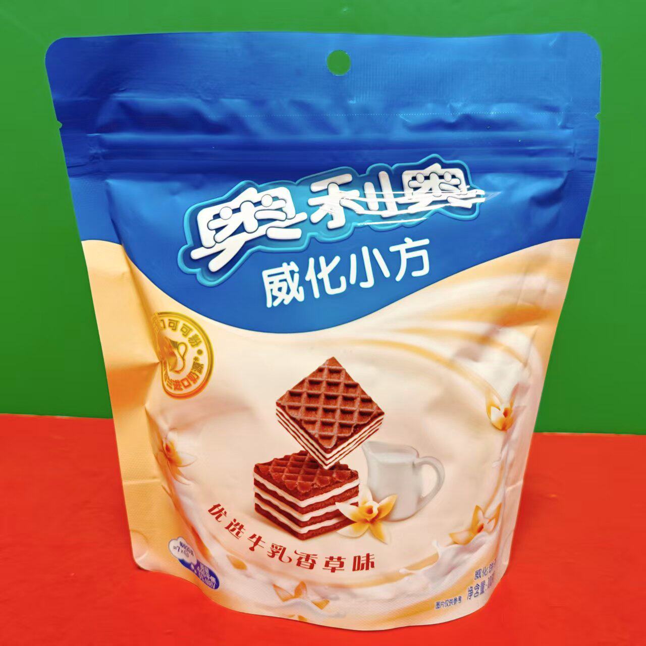 临期特价 奥利奥威化小方牛乳香草味威化饼干100g袋装 下午茶零食