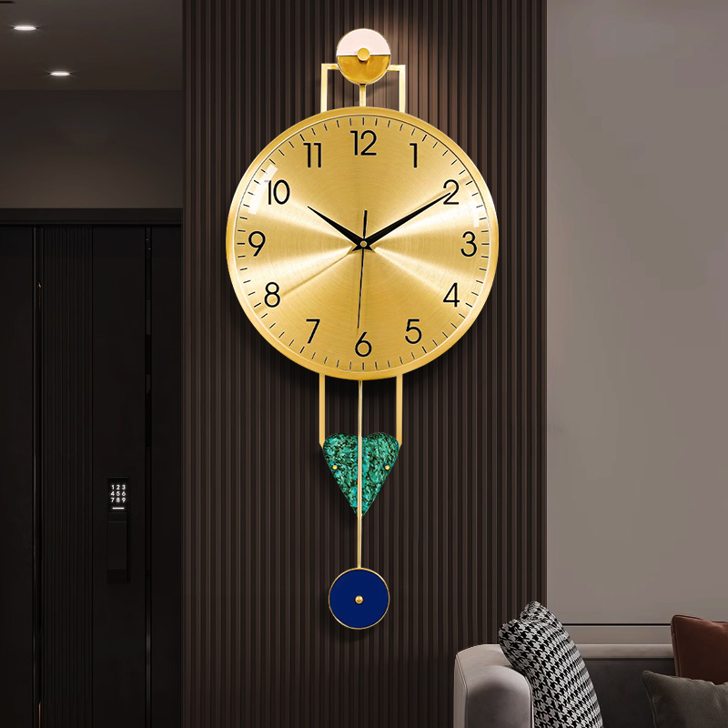 现代轻奢黄铜挂钟家用客厅