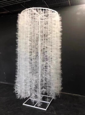 摆件堂条铁艺摆件毛绒落染圆形背景升降道具婚礼新款宴会厅白色