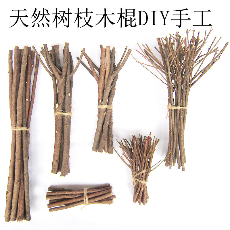 幼儿园手工天然干树枝 细树枝开发智力DIY插花树皮木棍干树枝