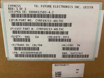 CYPRESS/赛普拉斯 2.4G射频收发芯片 CYRF69213-40LTXC QFN 实拍