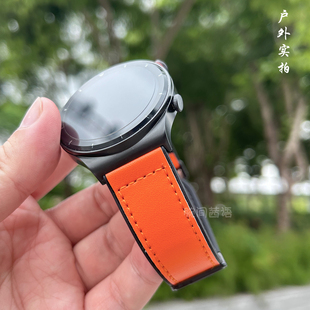 适用三星watch7/6/5表带新款class6/4高颜值galaxy手表带疯马皮质