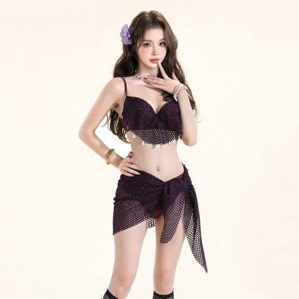 遇昕意ins风比基尼三件套泳衣女纯欲辣妹高级感温泉海边度假风