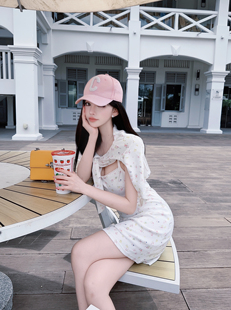 Eva君君酱韩系甜美碎花吊带连衣裙长袖开衫两件套女显瘦气质套装