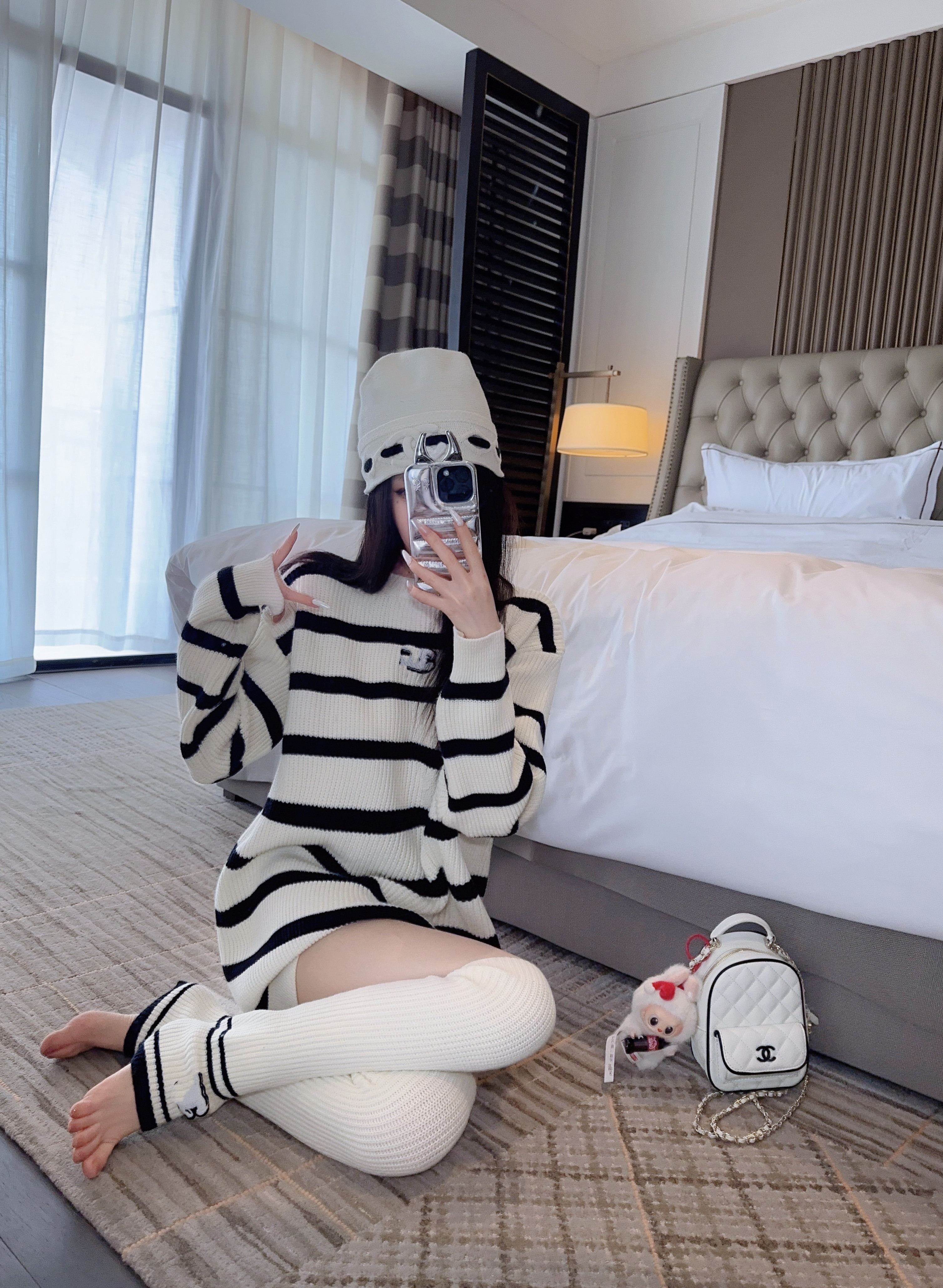 Eva君君酱韩系小香风条纹针织宽松毛衣袜套两件套女显瘦百搭上衣,女装/女士精品,毛针织衫,淘宝优惠券,粉丝福利购,淘宝优惠卷