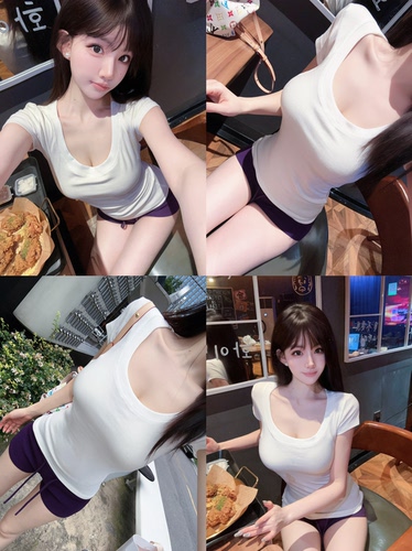 Eva君君酱纯欲辣妹u领弹力修身百搭纯色上衣女甜美基础款短袖t韩