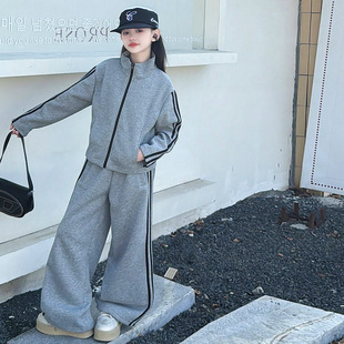 女童春装开衫卫衣套装2026新款韩版中大童秋季宽松时髦运动两件套