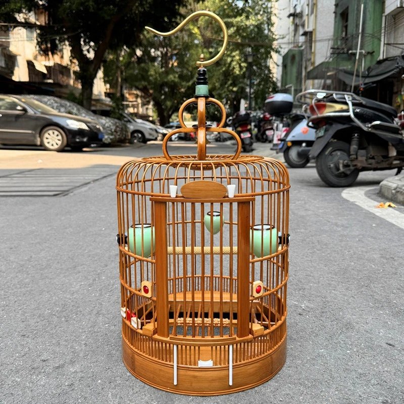 广西底高档川笼全套老竹仿象牙白四川贵州画眉鸟笼八哥鹩哥大号笼