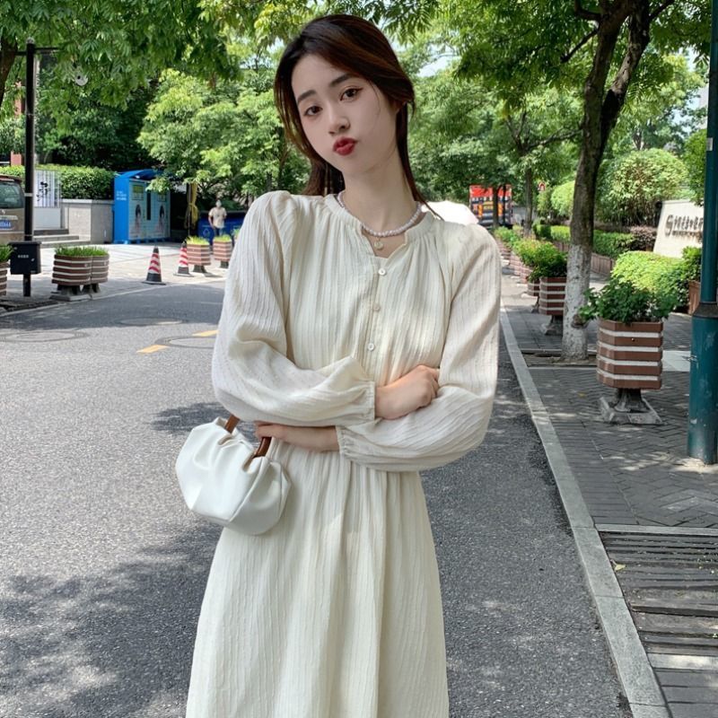 秋季2023新款温柔风连衣裙女长袖仙女长裙小个子法式初秋气质裙子