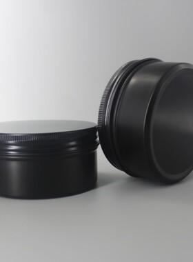新品广口200克双面黑色螺纹铝盒旋转盖子喜糖茶叶食品级密封铝罐