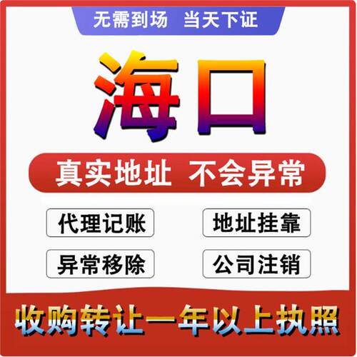 海口龙华秀英琼山美兰公司个体户注册 代账变更注销 营业执照减资