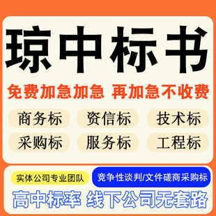 琼中专业标书制作技术标排版服务做方案招标设计电子投标文件编写