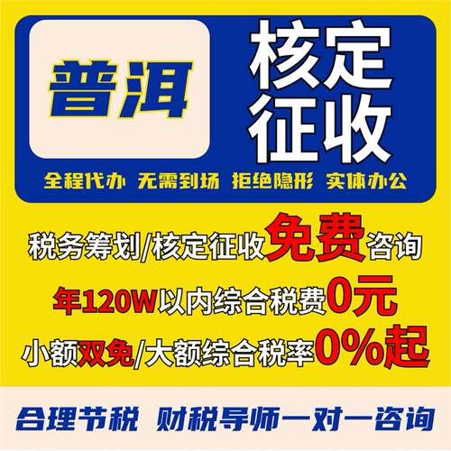 普洱核定征收个体户小额双免公司核定大额核定税务筹划电商合规