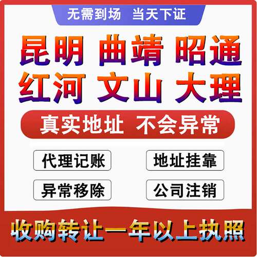 云南昆明个体工商户营业执照代办理公司注册销转让核定征收申年报